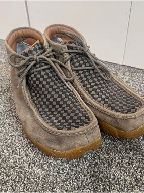 Twisted X Chukka Driving Moc Men’s 9.5W Taupe Basketweave Leather Lace